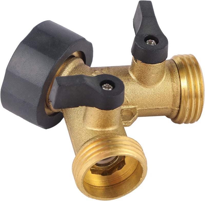 BILBAL Garden Hose Splitter 2 Way Heavy Duty, Brass Faucet Adapter With Rubber Grip Handle For Gardening Water Hose Shut Off Valve Hose Connector Fittings Outdoor Water Spigot Hose Bib Y Splitter - Image 5